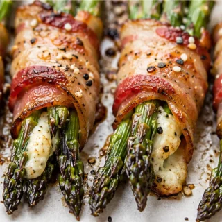 " Crispy Bacon-Wrapped Asparagus Bundles" - bacon asparagus - Bacon asparagus bundles: craft these incredible, cheesy bacon-wrapped asparagus spears. Perfect as
