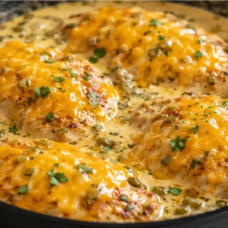 Cheesy Green Chili Chicken Skillet Dinner - Green chili chicken skillet: master this incredible, cheesy one-pan dinner in under 30 minutes. Creamy, spicy, and p