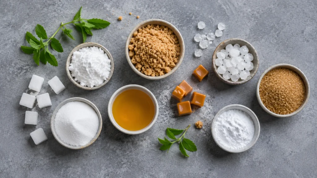 Sugar can you have on keto, beautifully styled overhead food photograph