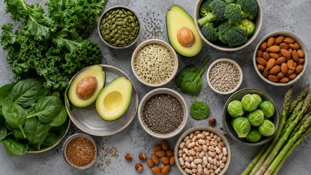 Get fiber on keto, beautifully styled overhead food photograph