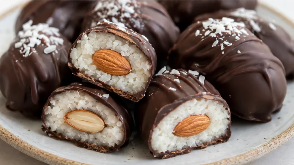 Keto Almond Joy Eggs: Sweet Treat! Keto Almond Joy: craft delicious sugar-free Easter eggs. This recipe combines creamy coconut, crunchy almonds, and rich choco