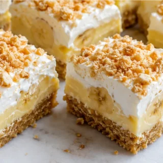 Dreamy Keto Banana Cream Pie Bars! No-Bake Bliss! - keto banana bars - Keto banana bars: whip up these creamy, no-bake pie bars with a crunchy wafer crust. Enjo