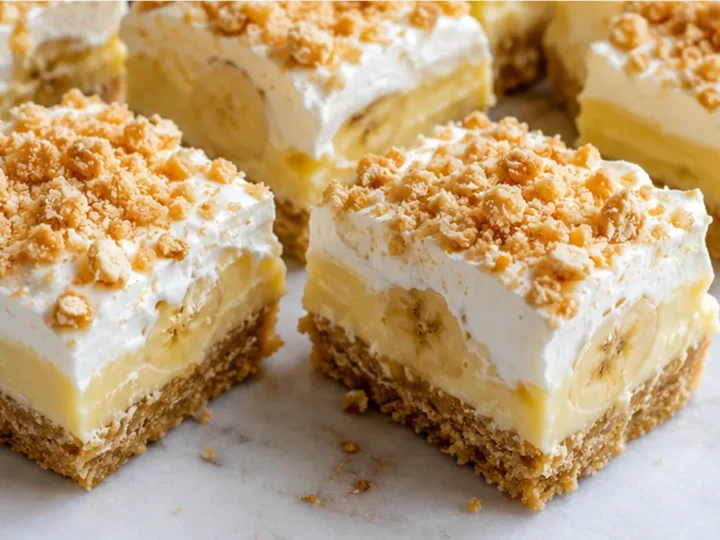 Dreamy Keto Banana Cream Pie Bars! No-Bake Bliss!