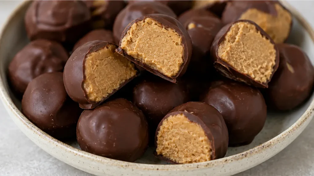 " Keto Buckeye Bites: Healthy Chocolate Peanut Butter Treat" - Keto Buckeye bites: whip up these delicious, low-carb peanut butter and chocolate treats. Perfect