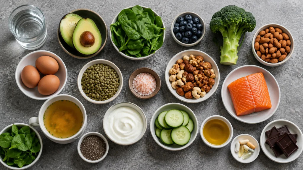 Keto flu, beautifully styled overhead food photograph
