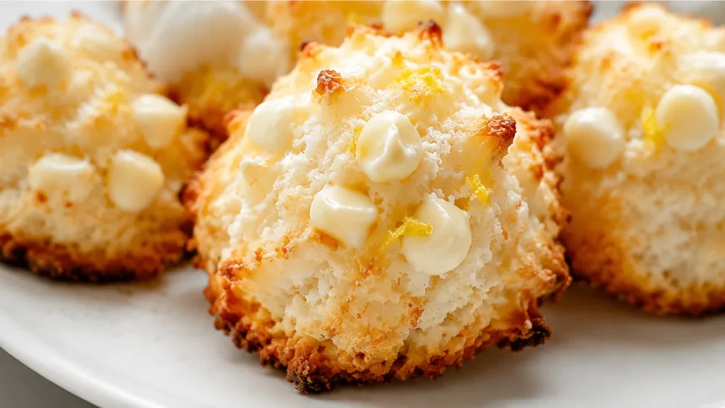 Lemon Coconut Macaroons: A Zesty Dream! - lemon macaroons - Lemon macaroons: whip up these amazing lemon coconut macaroons with a sweet white chocolate drizzle.