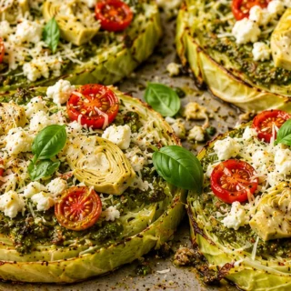 Delicious Mediterranean Roasted Cabbage Steaks!