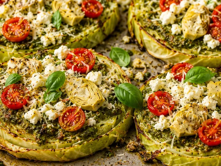 Delicious Mediterranean Roasted Cabbage Steaks!