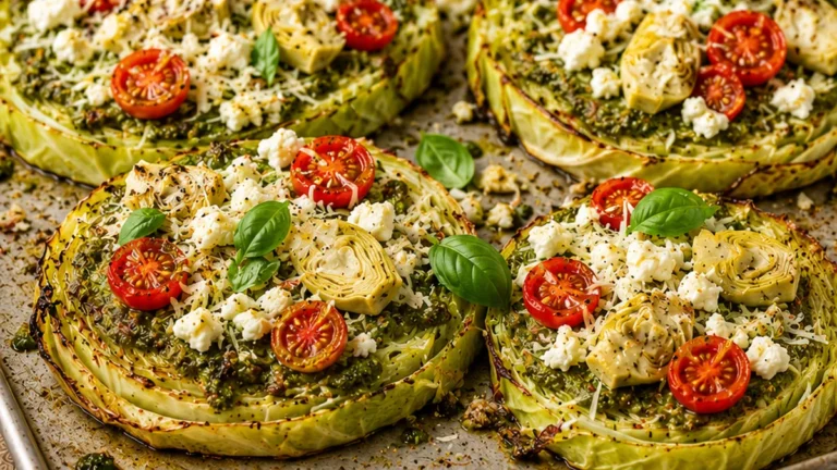 Delicious Mediterranean Roasted Cabbage Steaks!