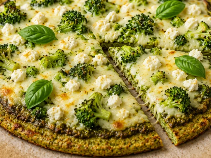 Low-Carb Pesto Broccoli Pizza