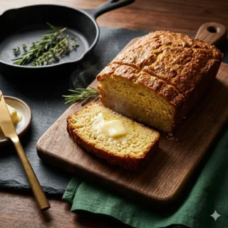 Keto Bread, a sliced golden almond-flour keto loaf with melting butter on a warm slice