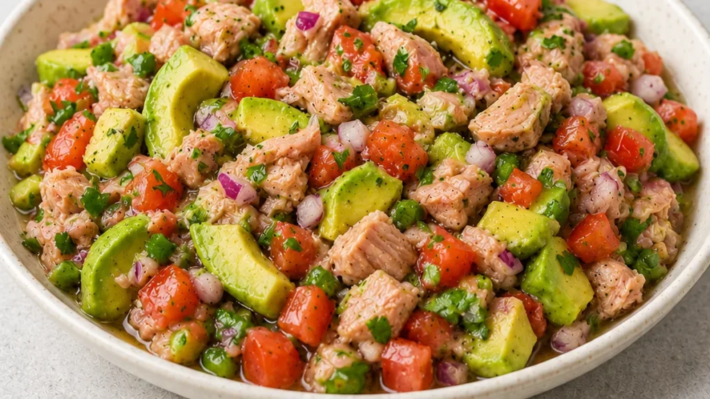 Keto Tuna Ceviche: Fresh & Flavorful! Tuna ceviche: make this vibrant, flavorful keto dish in under 15 minutes. Packed with healthy fats and fresh ingredients,