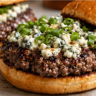 " Juicy Blue Cheese Burgers: A Flavor Bomb!" - Blue cheese burgers: master these juicy, flavorful patties grilled to perfection. Quick to assemble and a crowd-p