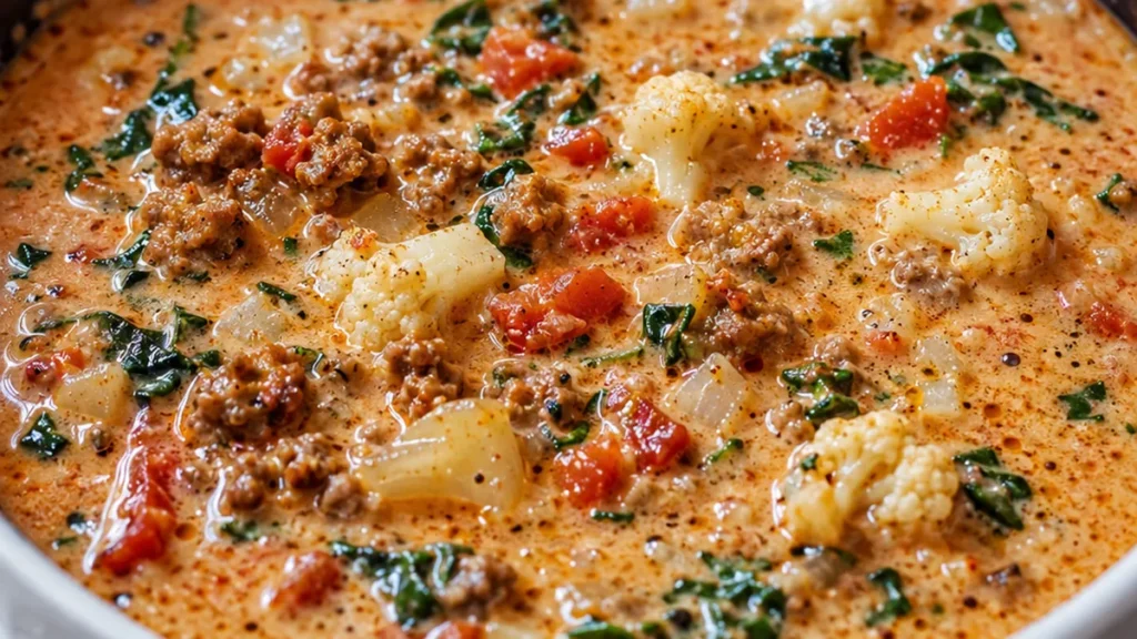 Creamy Italian Sausage & Cauliflower Soup - Cauliflower soup: cook this hearty Italian sausage and tomato version in under 30 minutes. Savor a comforting, cream