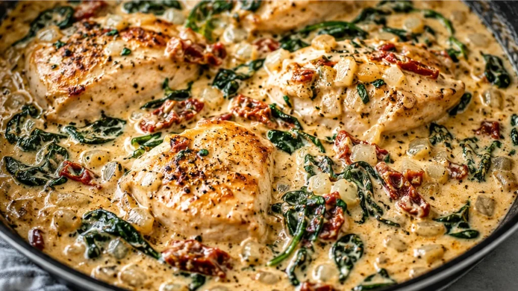 One-Pan Creamy Chicken & Spinach - chicken spinach - Chicken Spinach: Savor this rich, creamy one-pan dinner featuring tender chicken and bright spinach. Cook i