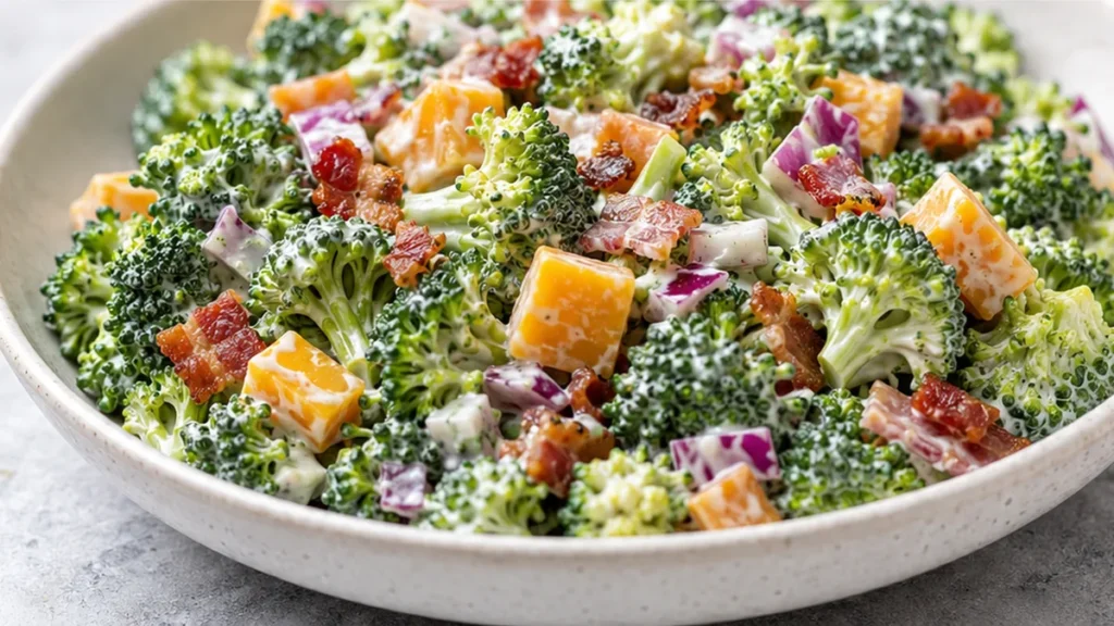 Keto Broccoli Salad: Guilt-Free Obsession! Keto Broccoli Salad: prep this bright, creamy, and crunchy low-carb side dish. Featuring bacon, cheddar, and a tangy