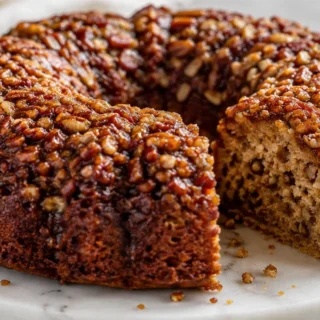 Keto Pecan Pie Bundt Cake - keto pecan cake - Keto Pecan Cake: bake this moist bundt cake with a rich, sugar-free caramel drizzle. Perfect for a delicious, low-