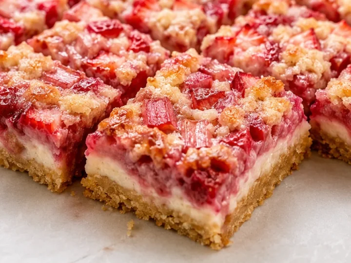 Keto Rhubarb Strawberry Dream Bars
