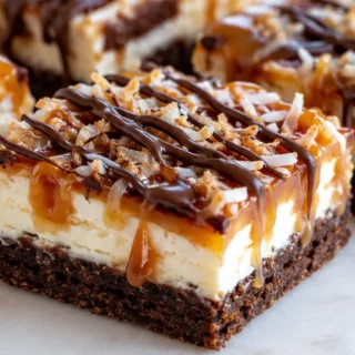 Keto Samoa Cheesecake Bars: Guilt-Free Paradise! - Keto Samoa Bars - Keto Samoa Bars: enjoy these delicious cheesecake bars with rich chocolate, toasted coconut