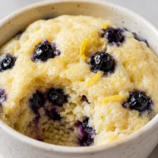 Zesty Keto Lemon Mug Cake - Lemon mug cake: master this fluffy, low-carb dessert in just minutes. A zesty, satisfying treat with fresh blueberries, perfect for