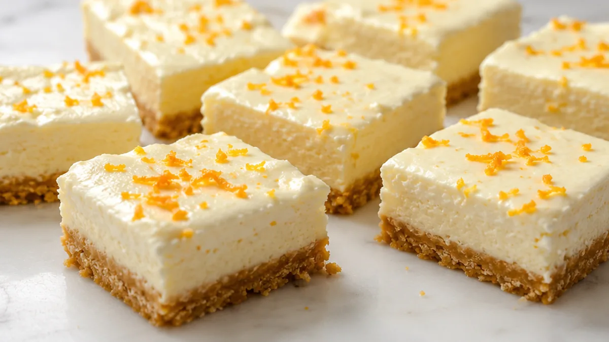 Dreamy Protein Cheesecake Bars - Protein Cheesecake Bars: bake this delicious low-carb recipe featuring a creamy filling and optional orange zest. Perfect for a