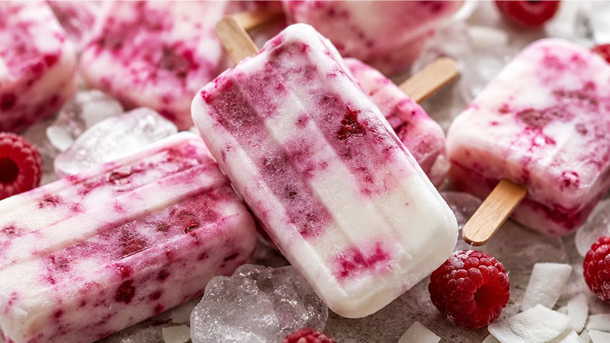 "️ Raspberry Coconut Dream Popsicles" - raspberry popsicles - Raspberry popsicles: craft these delightful, sugar-free treats with creamy coconut and vibrant ber