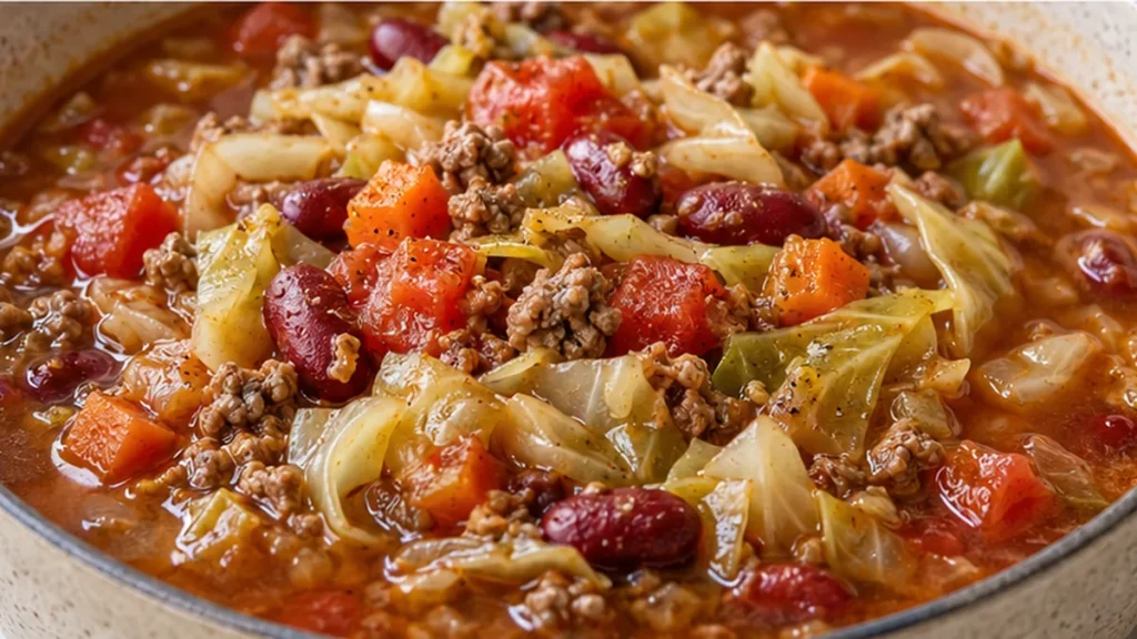 Cozy Beef & Cabbage Soup: Hearty Meal! - beef cabbage soup - Beef cabbage soup: simmer a comforting and nutritious bowl in just over an hour. Packed with flavor