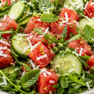 Refreshing Watermelon Cucumber Salad - watermelon salad - Watermelon salad: enjoy this refreshing Tropical Watermelon Cucumber Salad. Easy to assemble, perfect