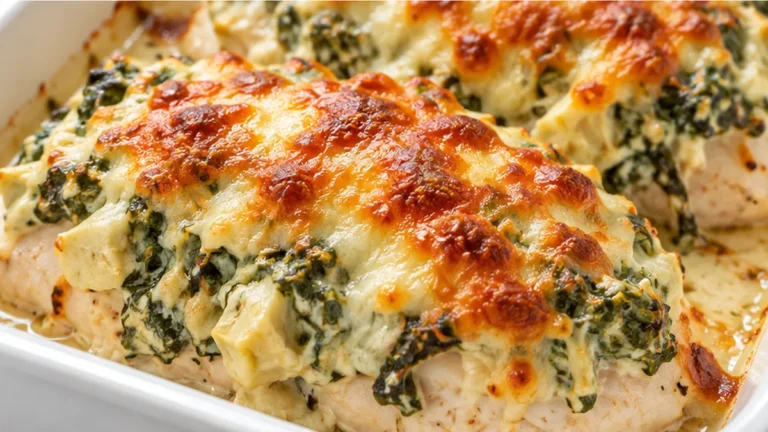Creamy Spinach Artichoke Chicken Bake