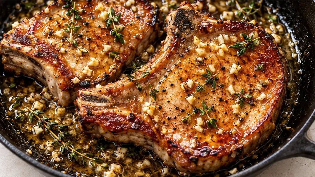 Juicy Garlic Butter Pork Chops in 15 Mins