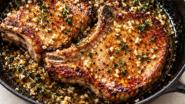 Juicy Garlic Butter Pork Chops in 15 Mins